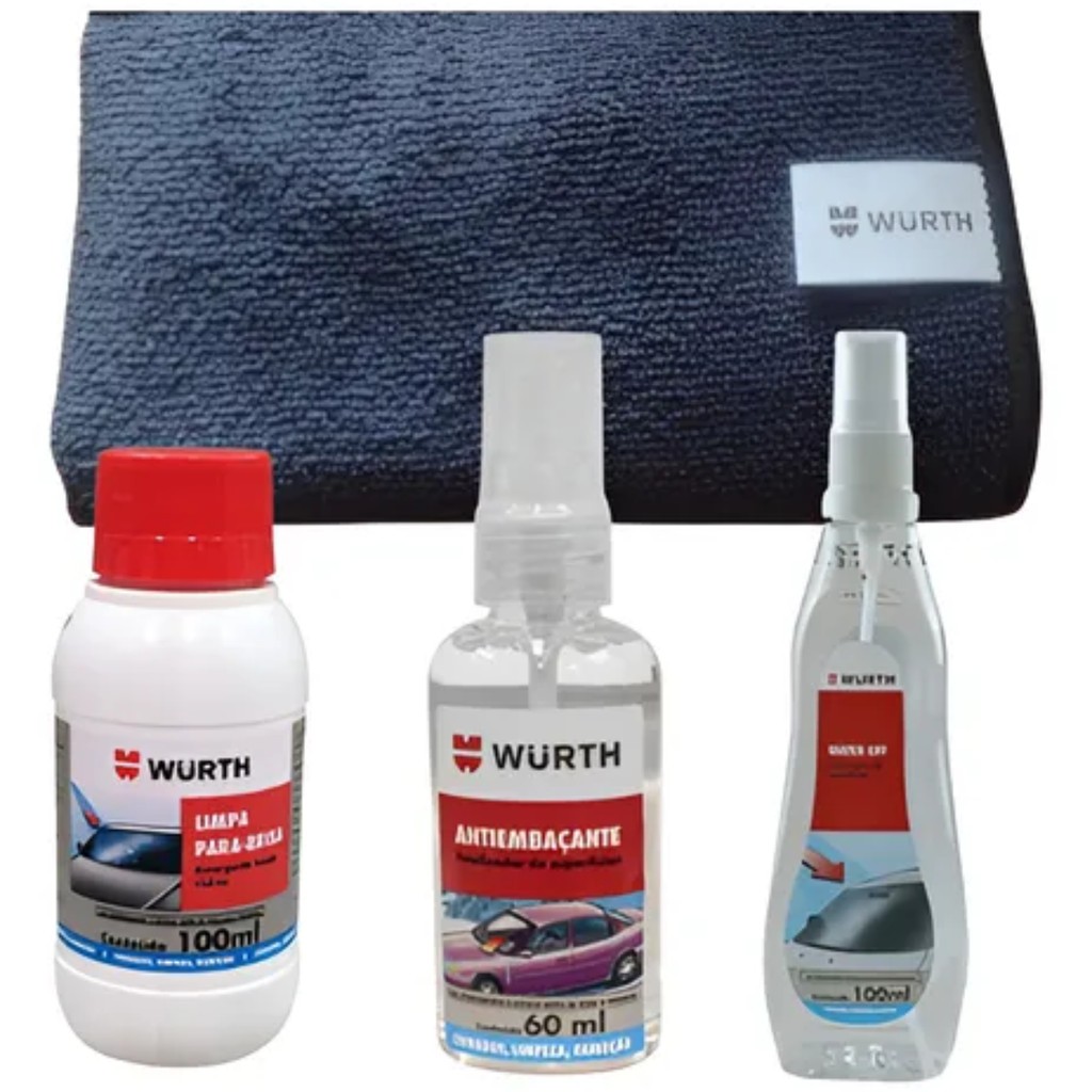 Kit Antiembaçante + Limpa Parabrisa + Water Off + Pano Microfibra Wurth em Oferta na Shopee