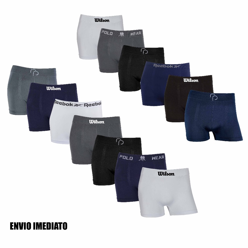 Kit 6 ou 13 cuecas boxer Wilson Reebok Polo Wear e RP Originais Microfibra confortáveis Sortidas