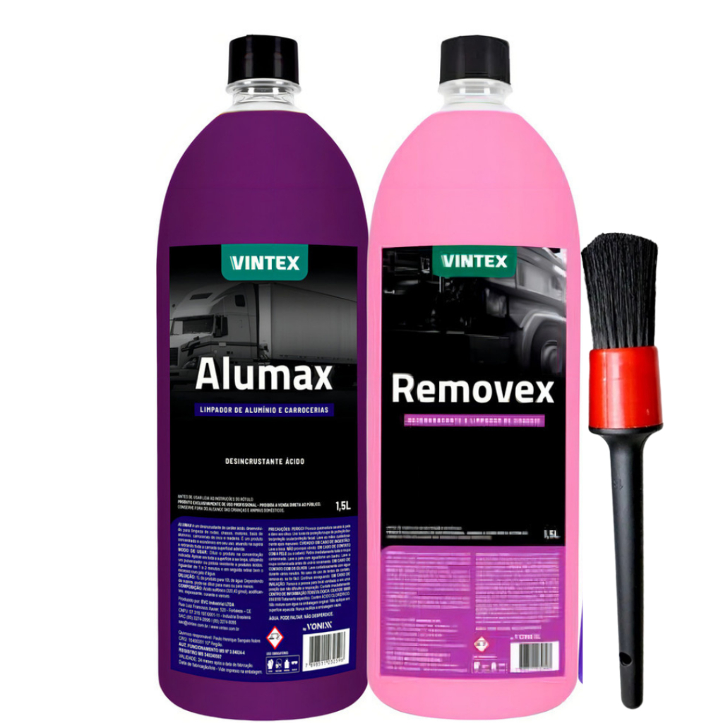 Kit Limpa Alumínio Alumax + Removex Chassi Vonixx + Pincel Limpeza Pesada