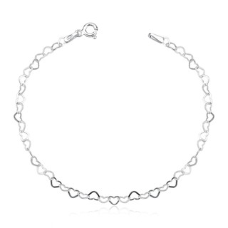 Pulseira elos coração prata 925 feminina