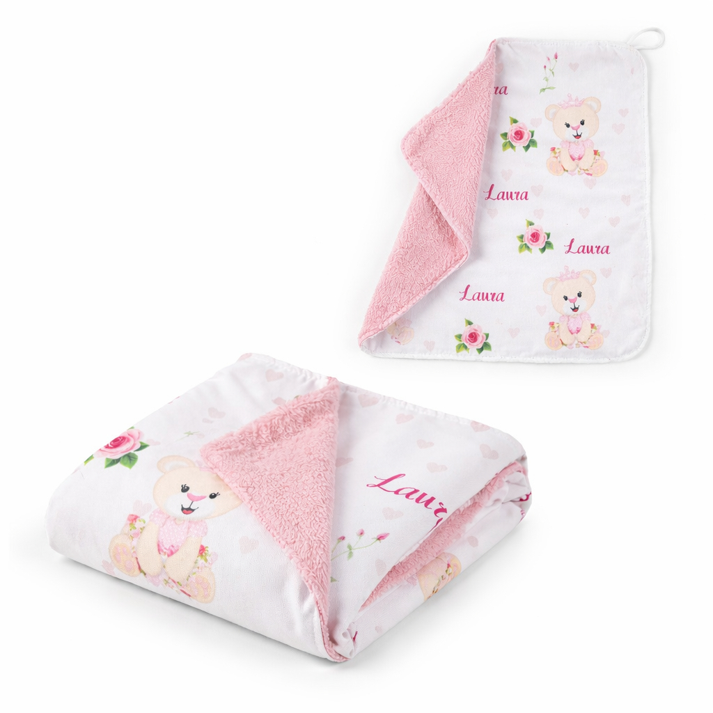 kit Manta Cobertor de Bebê c/ Naninha Para Menina Menino Infantil Mantinha Premium 02 Peças