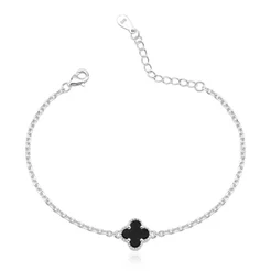 Pulseira Feminina de Prata 925 Trevo com 9mm