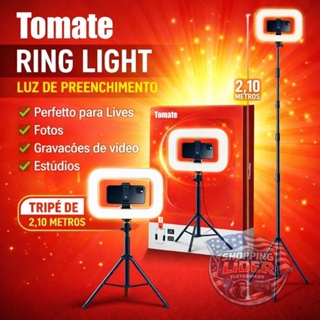 Ring Light Tomate 26cm com Tripé Profissional 2,10m – Iluminação LED para Live, Fotos e Vídeos em Oferta na Shopee