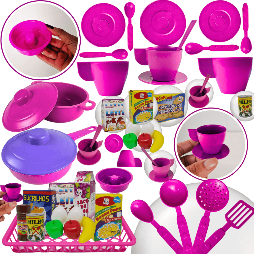 Kit Cozinha Brinquedo Infantil 38 pçs Faz de Conta Panelinhas Xícaras Comidinhas Menina em Oferta na Shopee