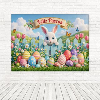 Painel Retangular Horizontal Tecido Sublimado Páscoa Medidas Menores em Oferta na Shopee
