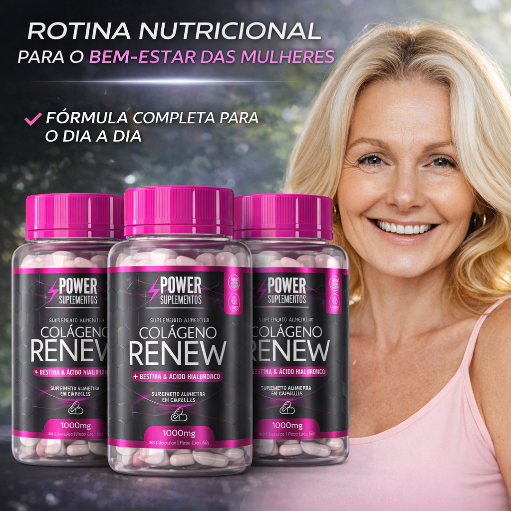 3x Colágeno Verisol Renew Com Vitamina A C D E 1000Mcg 90 Cápsulas Ultra Concentradas