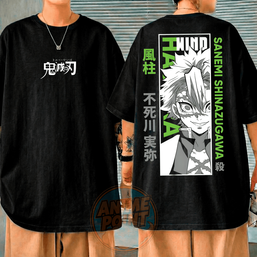 Camisa Camiseta Demon slayer Hashira Sanemi Shinazugawa 100% Algodão Streetwear Oversized estampada confortável Cores