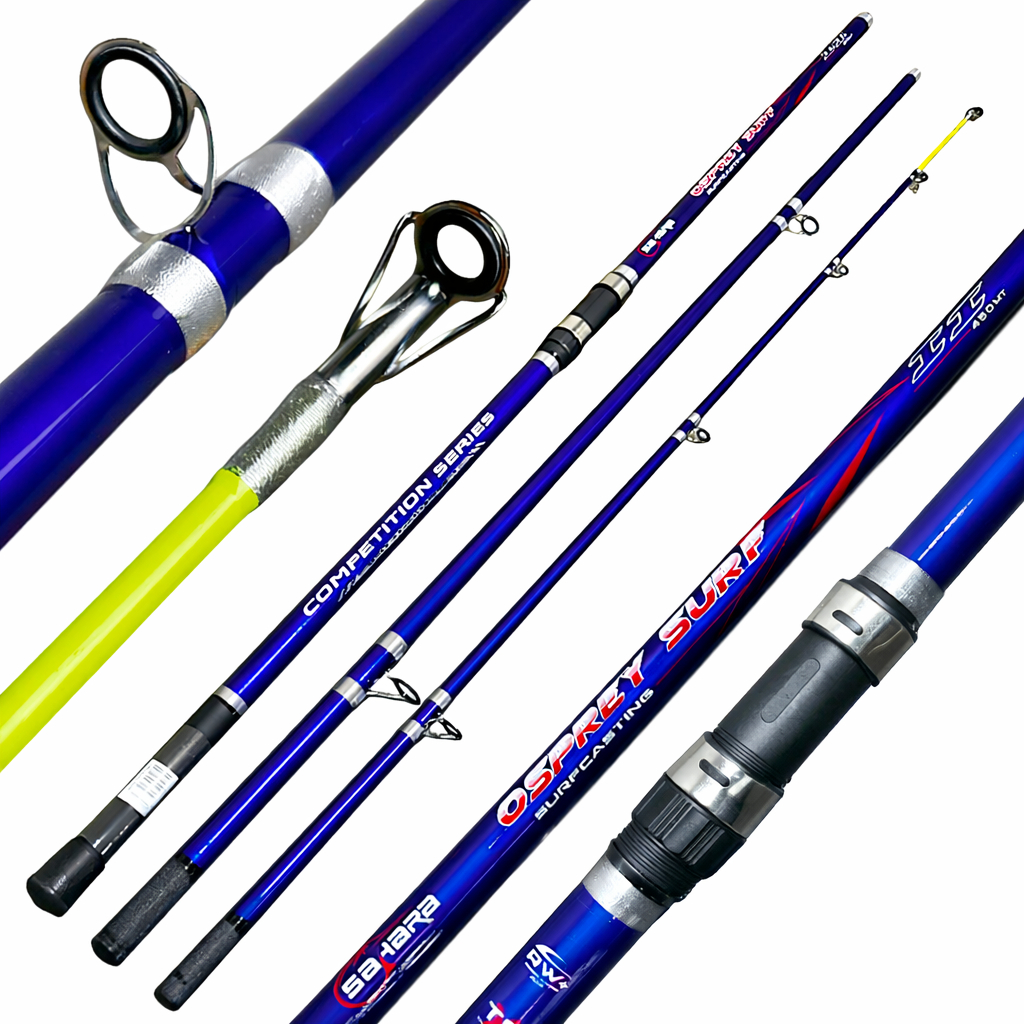 VARA DE PESCA PESCARIA PRAIA COSTAO MAR P/ MOLINETE SAHARA OSPREY SURF II - 3.9MTS - 30 -60LBS - 3 PARTES - PESCA PESADA