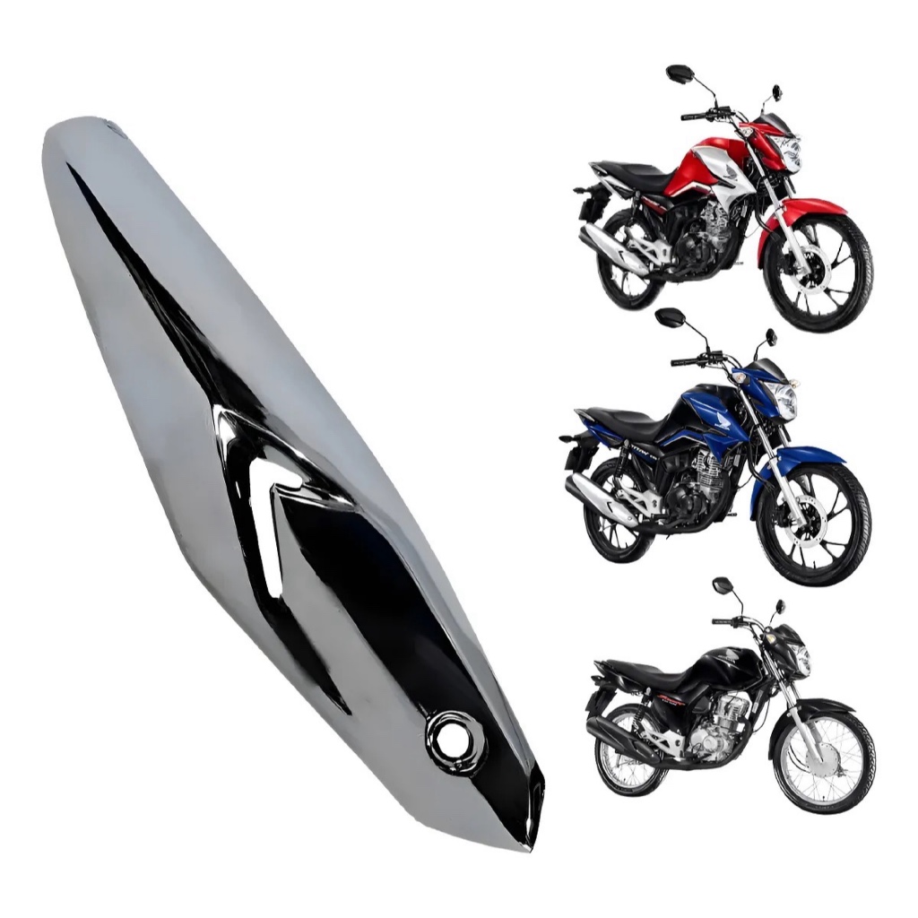 Protetor de Escapamento Cromado CG 160 Titan Fan Start 2016 a 2024 Alumínio Protetor de Escapamento Cromado CG 160 Titan Fan Start 2016 a 2024 Alumínio