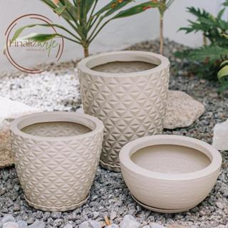 Kit 3 Vasos Para Planta ou Flor Polietileno Cone Redondo Diamante 3D Nº1 Nº2 e Bacia Nº1 com Pratos em Oferta na Shopee