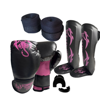 Kit Muay Thai Luva+Caneleira+Bandagem+Bucal em Oferta na Shopee