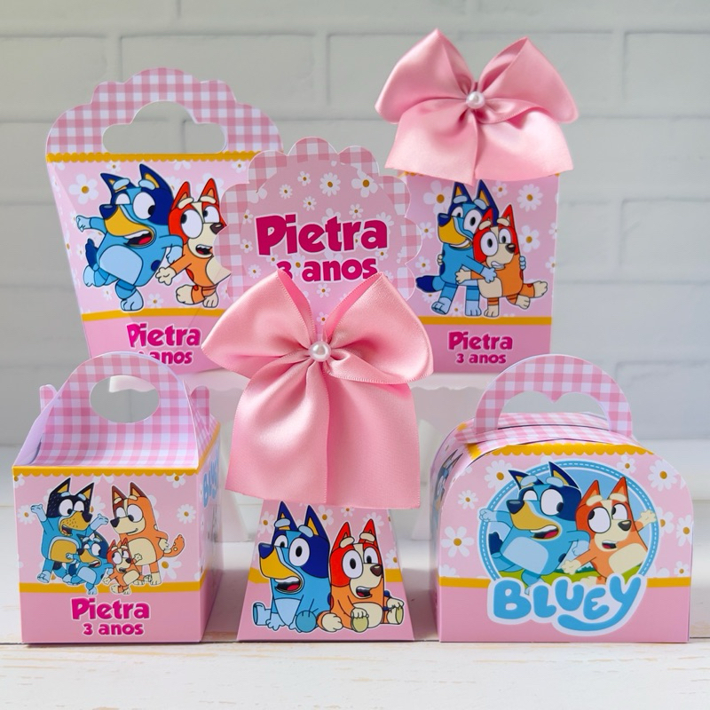 Kit Caixinhas Personalizadas Pegue e Monte BLUEEY BINGO MENINA - Festa Infantil Aniversário Lembrancinhas Personalizado
