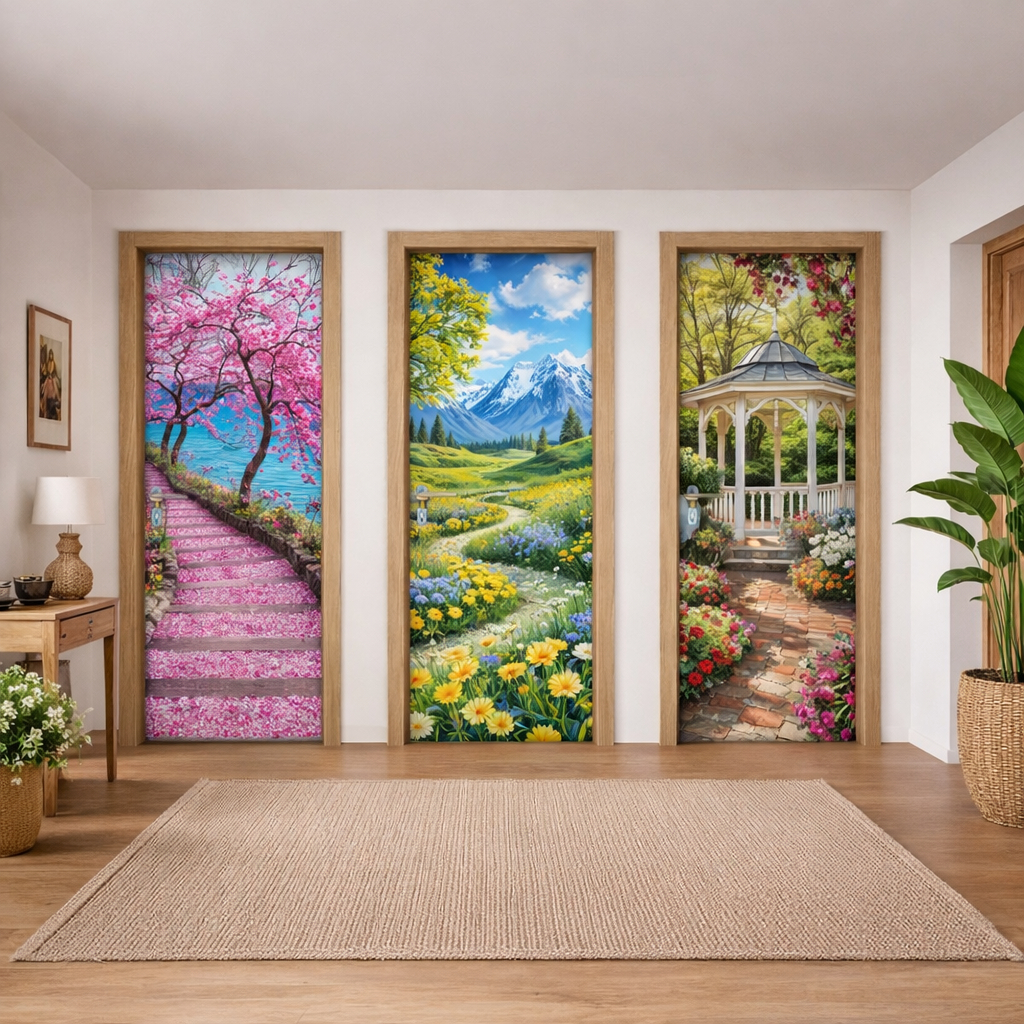 Capa de Porta Decorativa  Campo Jardim Praia  Mar Tecido Sublimado 0,85x2,10 em Oferta na Shopee