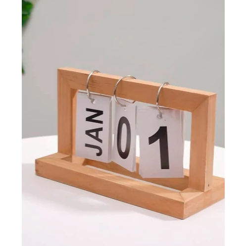 Calendário de Mesa Permanente Dourado - Organização e Decoração com Madeira e Metal