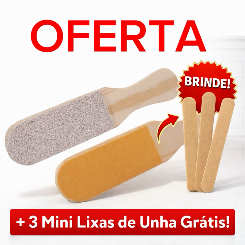 Lixa de Pé Profissional Grande - 2 Lados Pedra Pomes e Esfoliante + 3 Mini Lixas de Unha de Brinde
