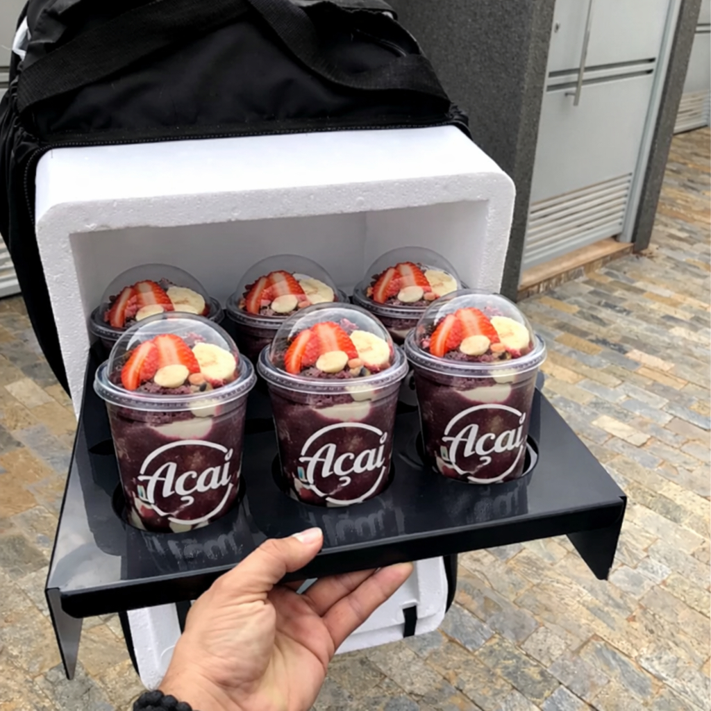 Porta Copos P/ Mochila Suporte Bag De Açaí E Suco 300/400/500/700ml Preto
