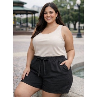 moda PlusSize shorts No Linho  Ellit story em Oferta na Shopee