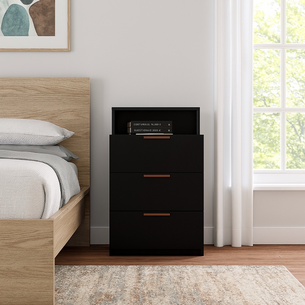 Comoda Gaveteiro 3 Gavetas Multiuso C/ Nicho em Oferta na Shopee