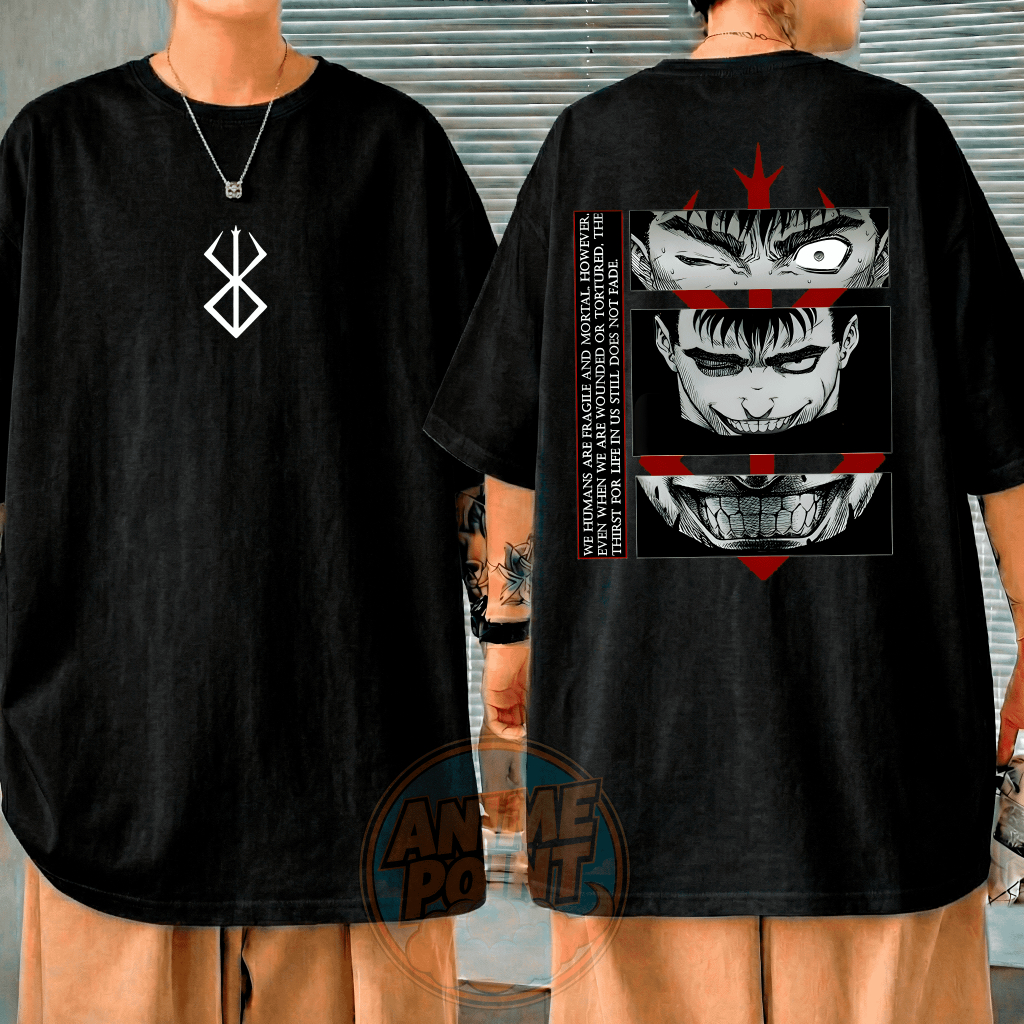 Camiseta Oversized Berserk Guts 100% Algodão streetwear Camisa estampada Anime Confortável Envio imediato Varias Cores
