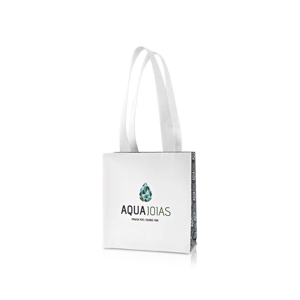 Embalagem sacola personalizada Aqua Joias pequena para presente em Oferta na Shopee