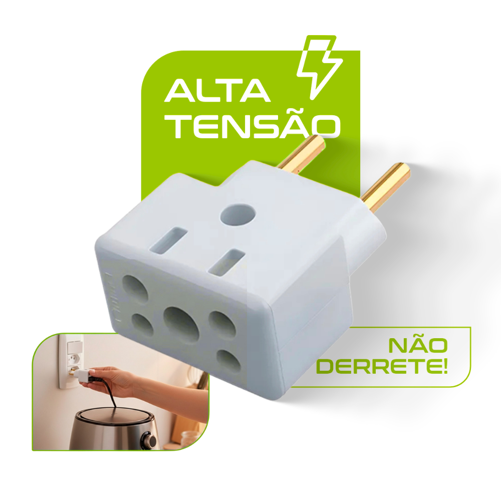 Imagem Adaptador Pino Tomada Benjamin Bob Esponja Universal 10A e 20A Alta Tensão