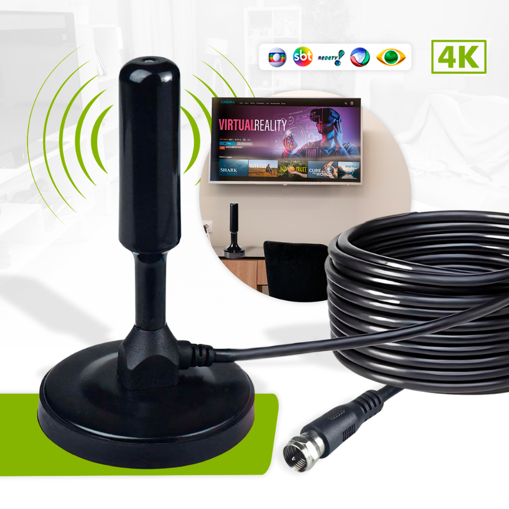 Antena Digital Tv 4k Full Hd Amplificada Interna Externa