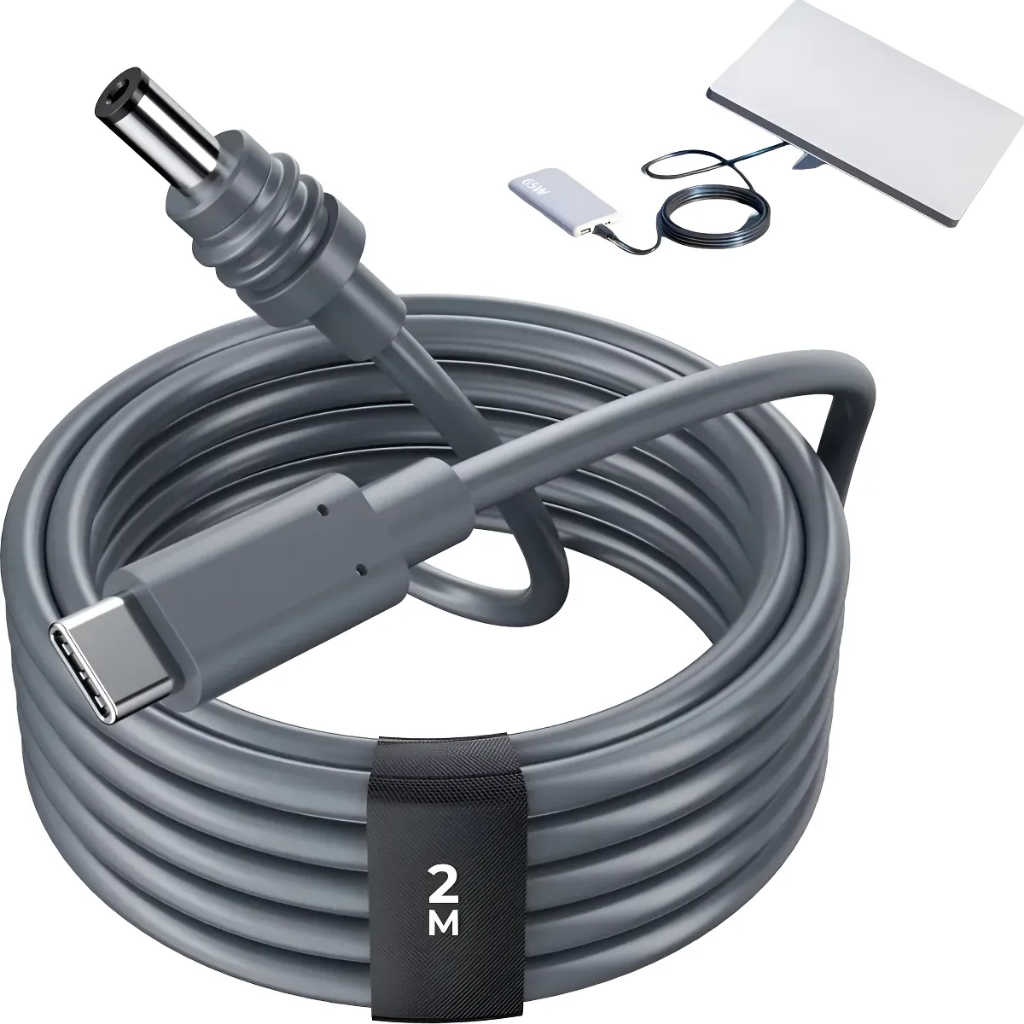Cabo Energia DC/Tipo C Para Starlink Mini 2m Alimentação 100w