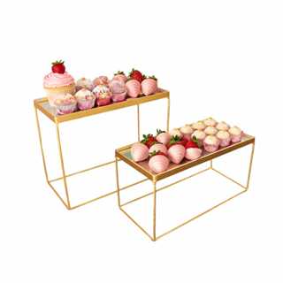 Kit Festa 2 Bandejas Cor Dourada Com Espelhos Decoração em Oferta na Shopee