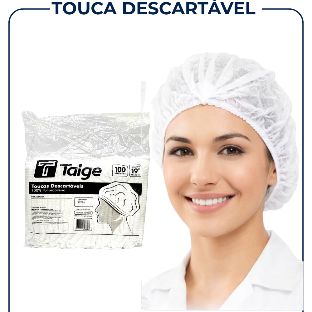 Kit 100 Touca Descartável TNT sanfonada branca