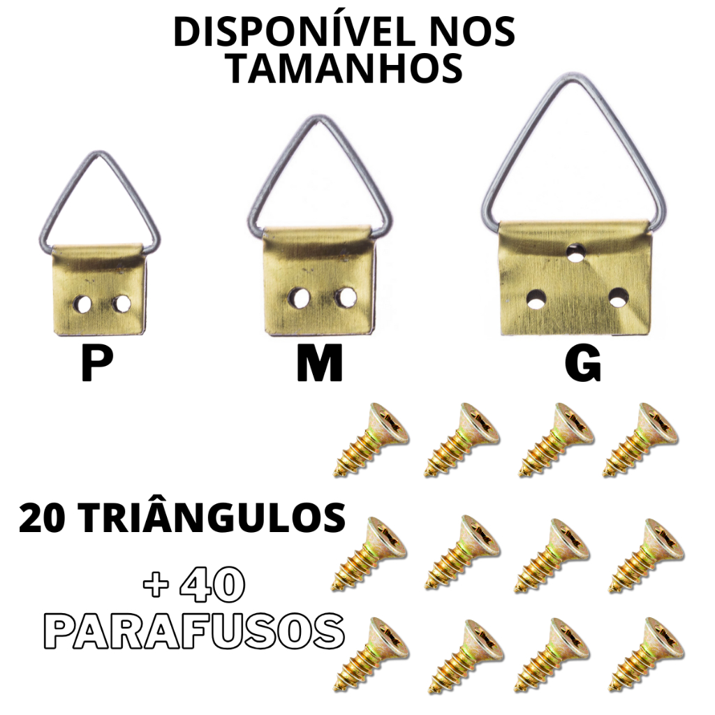 Kit 20 Pendurador Triângulo Quadros Mdf Artesanato + Parafusos