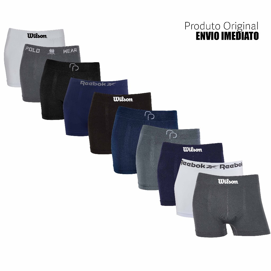 Kit 5 ou 10 cuecas boxer marca Wilson Reebok Polo Wear Rafa Parize Microfibra Originais Sortidas