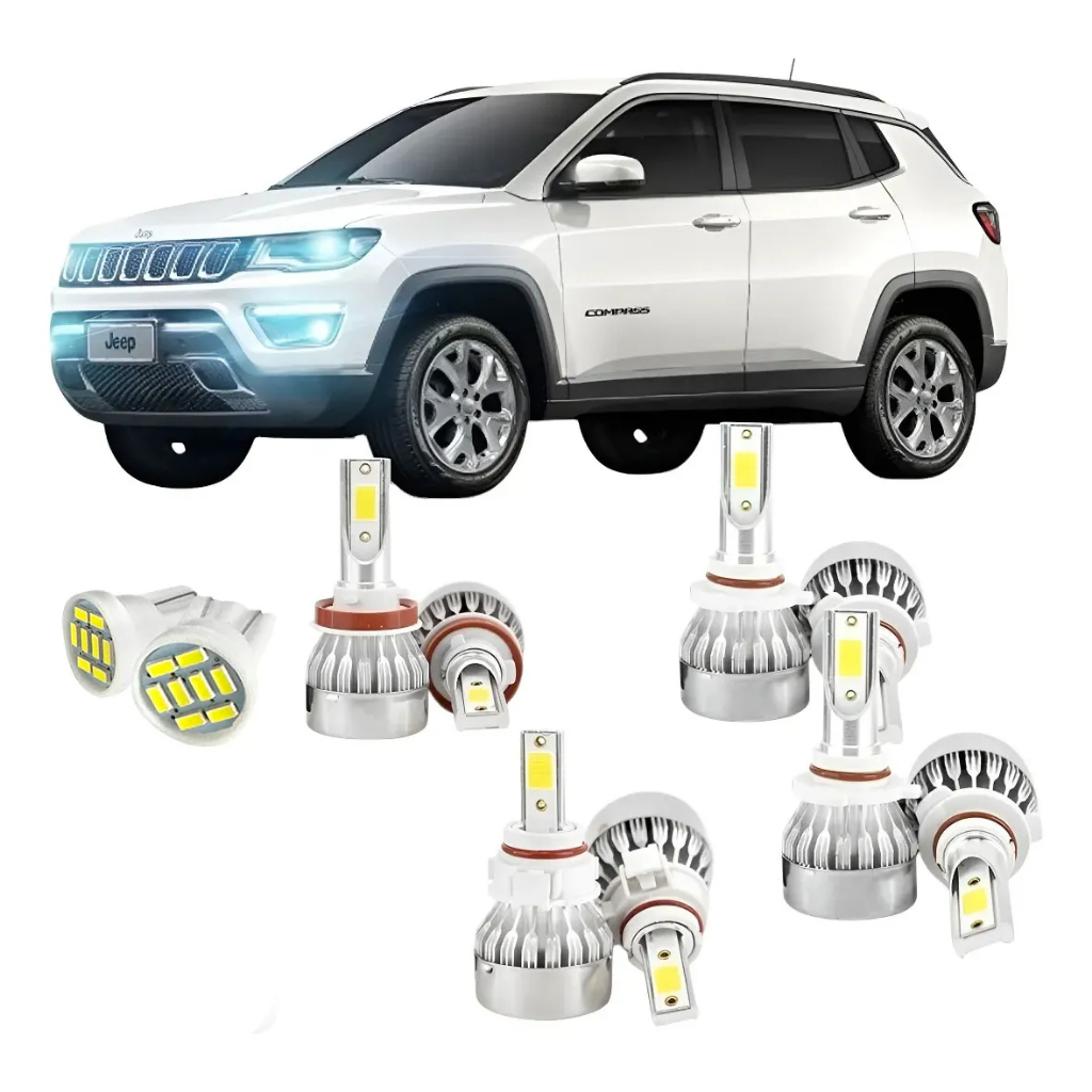 Lampadas Led Jeep Compass 2017 2021 Hb3 Hb3 H11 H16 20000lm