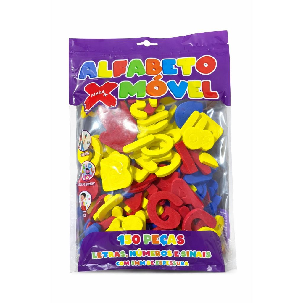 Alfabeto Móvel 150 Peças | Letras, Números e Sinais | 5mm Espessura