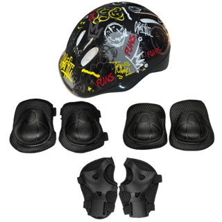 Kit Completo Proteção Infantil Com Capacete Joelheira Cotoveleira Munhequeira Skate Bike Patins em Oferta na Shopee