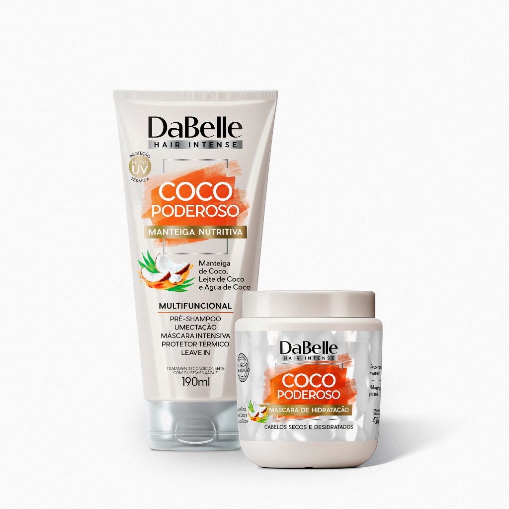 Kit Nutrição Coco Poderoso Dabelle Hair 400g - 2 Produtos em Oferta na Shopee