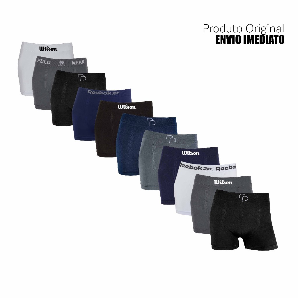 Kit 5 ou 11 cuecas boxer marca Wilson Reebok Polo Wear Rafa Parize Microfibra Originais Sortidas