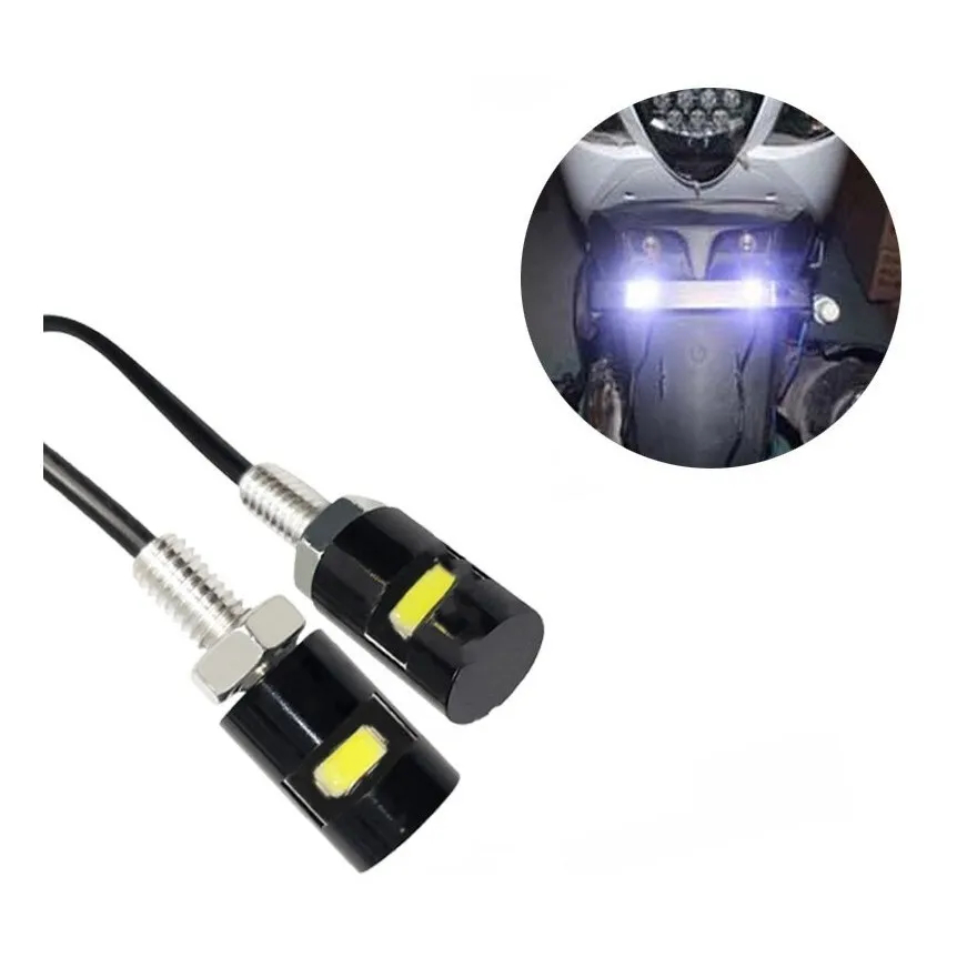 Par Parafuso Placa Luz Led Moto Carro Universal Custom