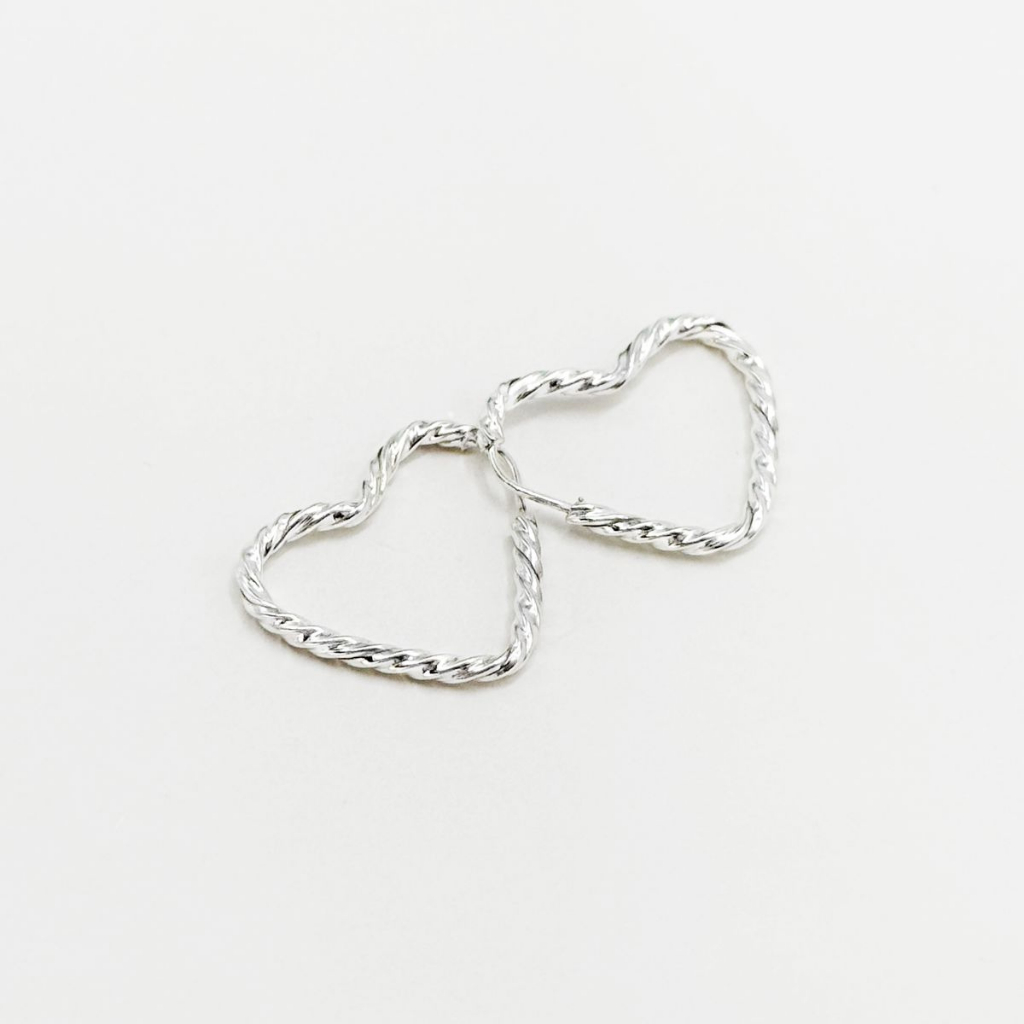 Brinco argola prata 925 coração 16mm fio torcido em Oferta na Shopee