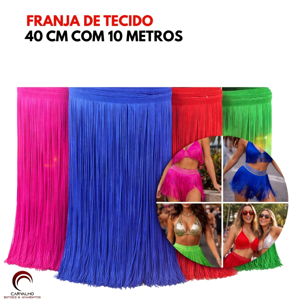 Franja De Tecido Acetinado Franja Para Carnaval 40cm Com 10 Metros Franja Poliester Envio Rapido