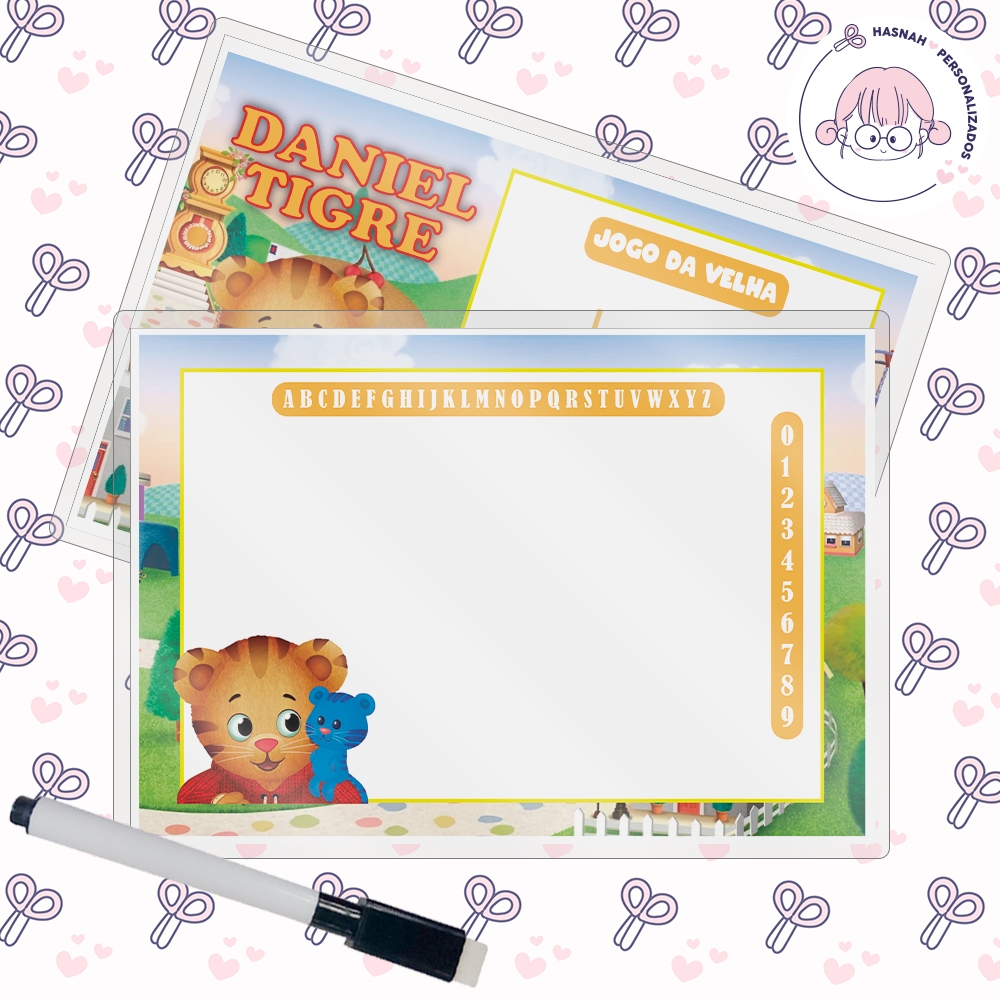 15 Lousa Mágica + Caneta Apagador Festa Infantil Lembrancinha Tema Daniel O Tigre