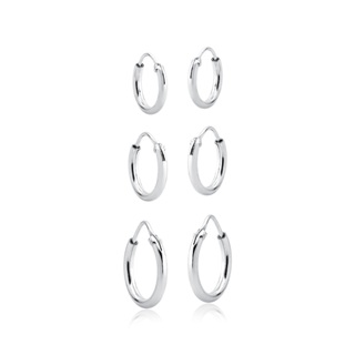 Kit trio argolas redondas prata 925 10mm/12mm/14mm em Oferta na Shopee