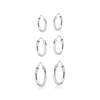 Kit trio argolas redondas prata 925 10mm/12mm/14mm