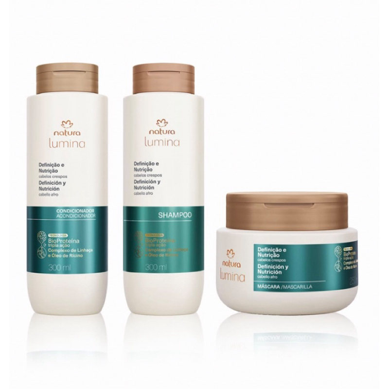 Kit Lumina Cabelos Crespos Shampoo, Condicionador e Máscara (3 produtos) Natura