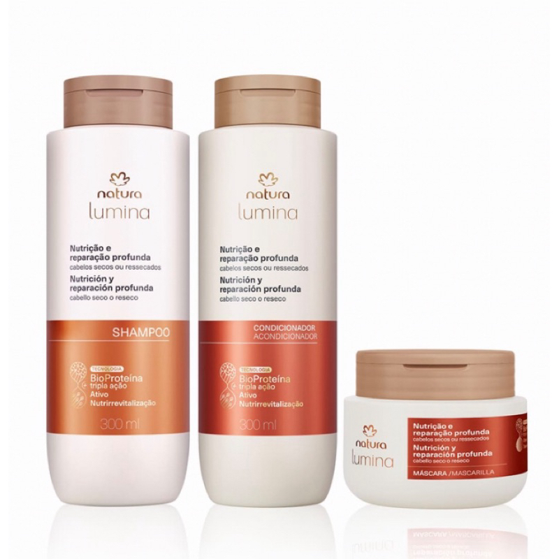 Kit Lumina Nutrição e Reparação Shampoo, Condicionador e Máscara (3 produtos) Natura