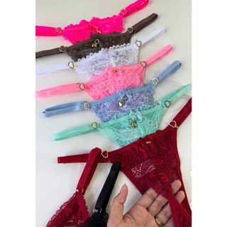 Kit 5 Calcinha Coração de renda em Oferta na Shopee