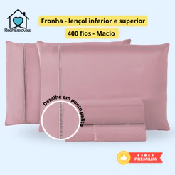 Kit Jogo de Lençol Micropercal 4 Peças 400 Fios Ponto Palito Macio Premium - 12 Cores Disponíveis