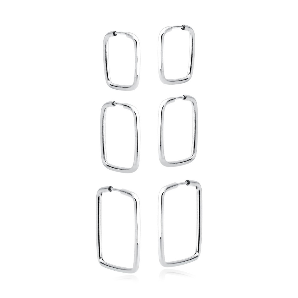 Kit Trio Argolas Quadrado Prata 925 18mm/16mm/14mm em Oferta na Shopee