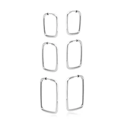 Kit Trio Argolas Quadrado Prata 925 18mm/16mm/14mm