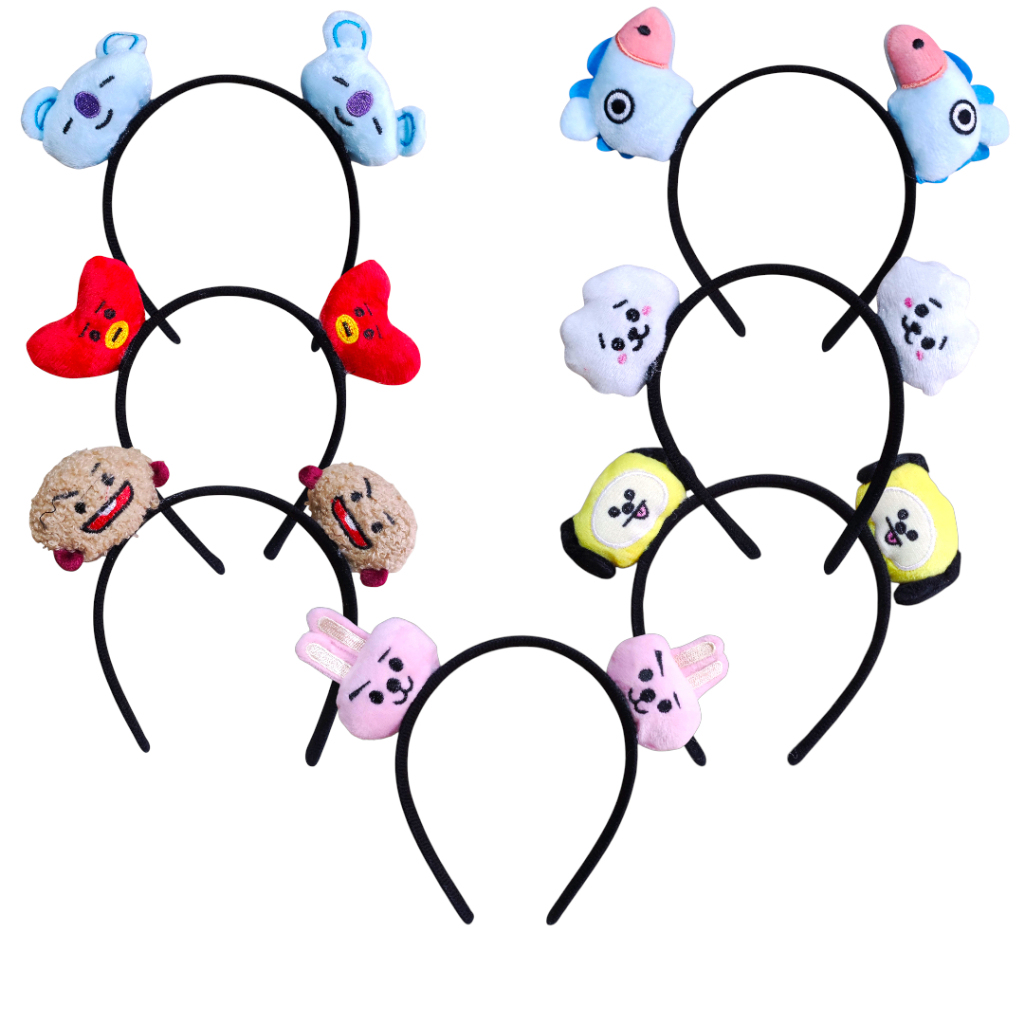 Arquinho Tiara Acessório Cabelo Personagem Bichinho Pelúcia BT21 Banda K-POP BTS para ARMY Fãs Colecionável Fashion