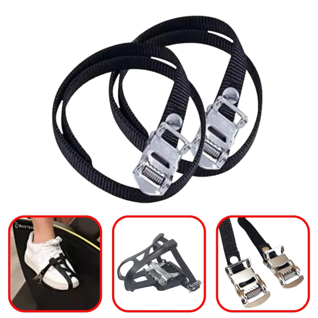 Correia Firma Pé  Nylon Pedaleira Ajustável Para Pedal Bike + Transbike Rack